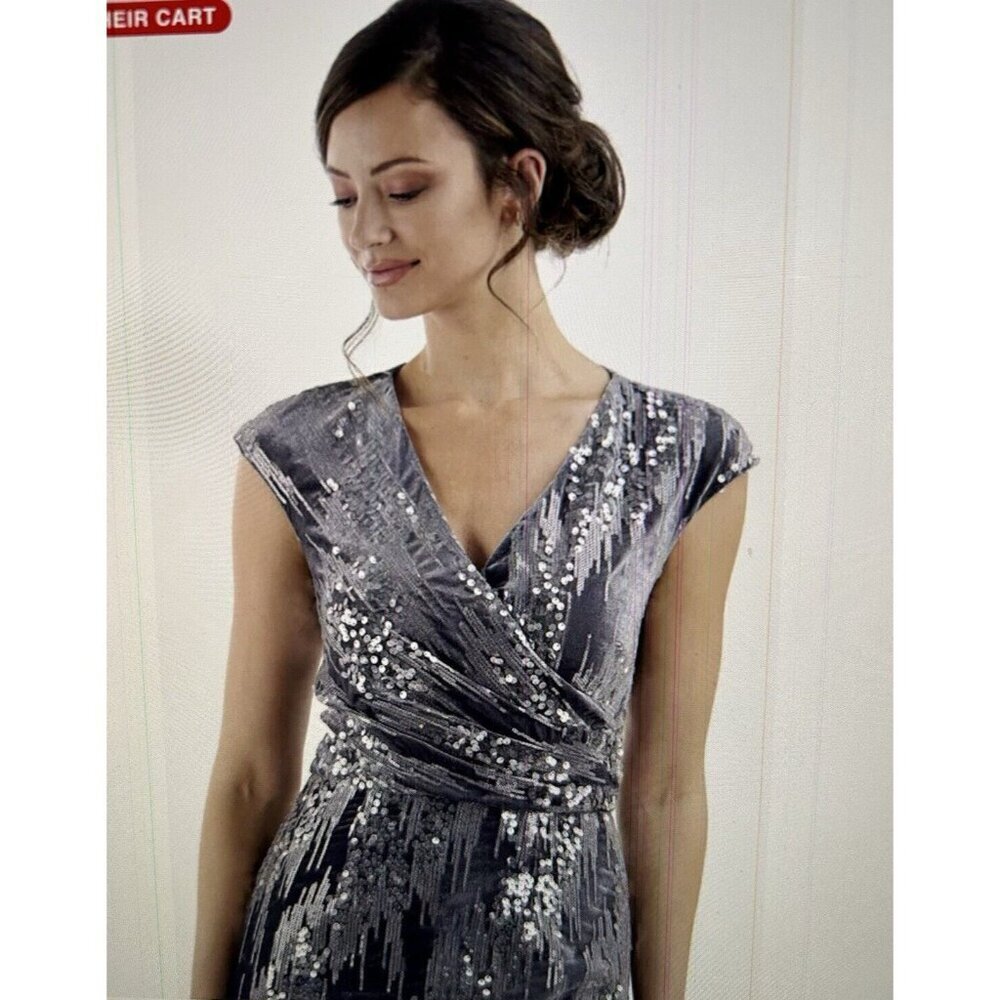 Js Collections June Sequin Velvet Faux Wrap Cockt… - image 4